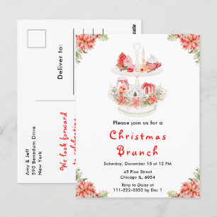 Carte Postale Fête de Noël Thé Party Rouge