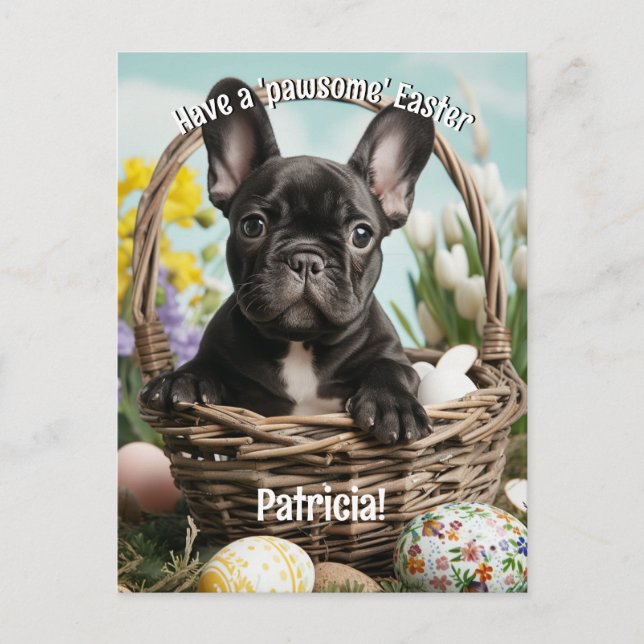 Carte Postale Fête de Pâques personnalisable avec Furry Friends (Devant)
