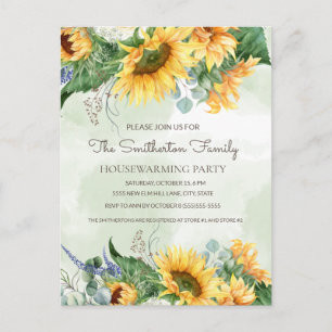 Carte Postale Fête de pendaison de crémaillère avec tournesols v