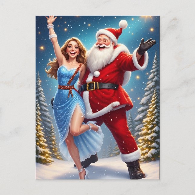Carte Postale 🎄 Fête de Père Noël & de la Fée des Neiges ✨ (Devant)