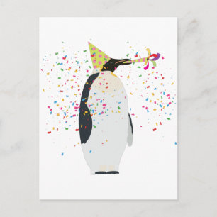 Carte Postale Fête de pingouins - Animaux faisant la fête