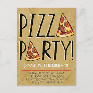CARTE POSTALE FÊTE DE PIZA ANNIVERSAIRE INVITATION POUR LES ENFA