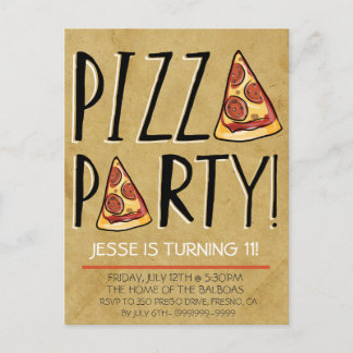 CARTE POSTALE FÊTE DE PIZA ANNIVERSAIRE INVITATION POUR LES ENFA