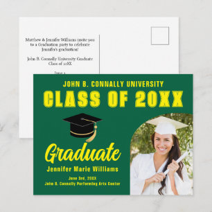 Carte Postale Fête de remise des diplômes sur mesure Vert Jaune 