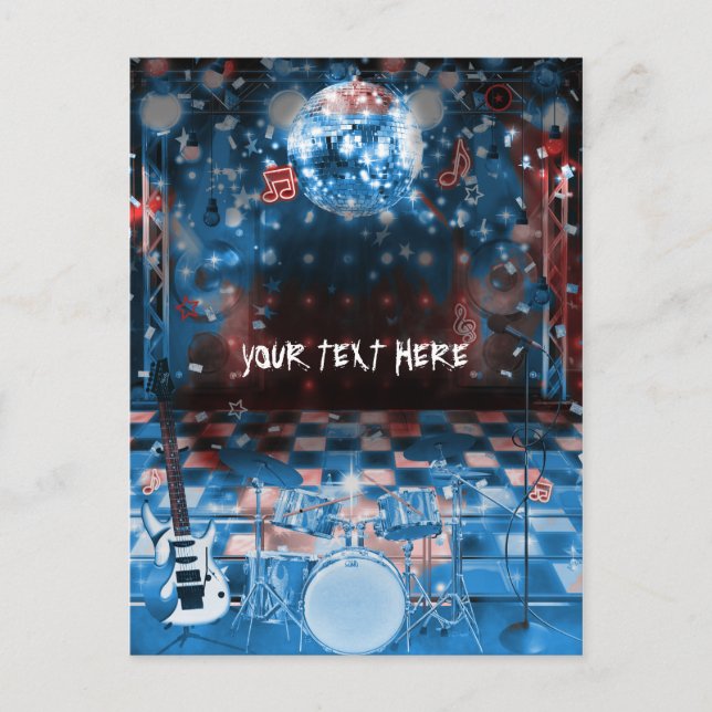 Carte Postale Fête de ROCK STAR Anniversaire Musical Danse Merci (Devant)