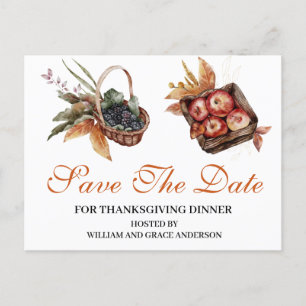 Carte Postale Fête de Thanksgiving à la peinture aquarelle avec