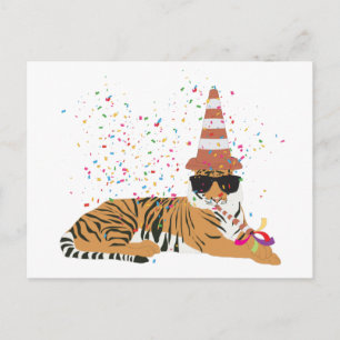 Carte Postale Fête de Tigre - Animaux faisant la fête