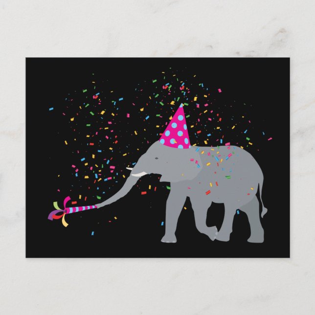 Carte Postale Fête d'éléphant - Animaux faisant la fête (Devant)