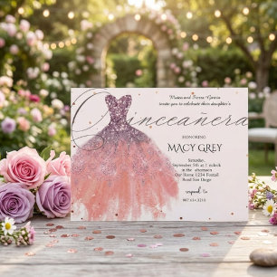 Carte Postale Fête des 15 ans Blush Floral Quinceañera