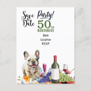 Carte Postale Fête des 50 ans avec un bouledogue français