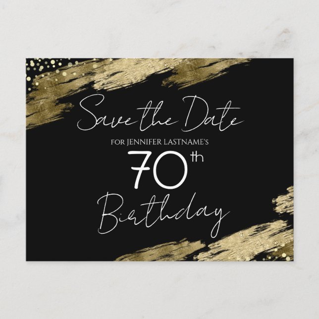 Carte Postale Fête des 70 ans Or Noir Save the Date (Devant)