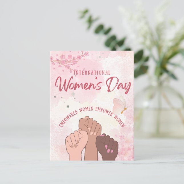 Carte Postale Fête des Femmes Florale Aquarelle Rose Moderne (Debout devant)