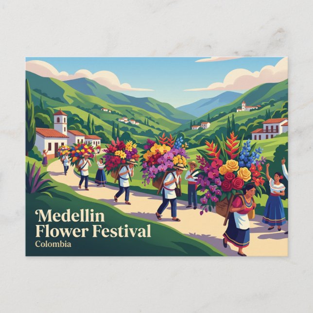 Carte Postale Fête des Fleurs de Medellín Colombie (Devant)