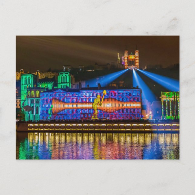 Carte Postale Fête des Lumières Fourvière - Lyon (Devant)