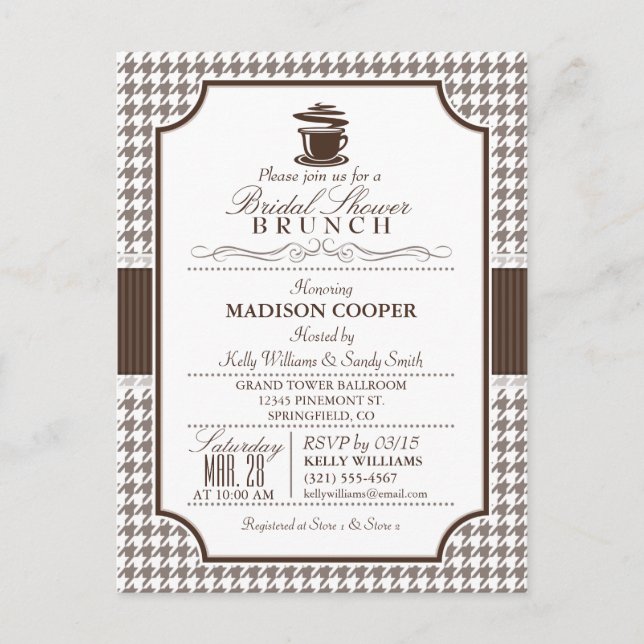 Carte Postale Fête des mariées Brunch ; Taupe Invitation Houndst (Devant)