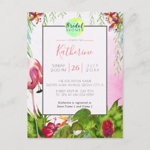 Carte Postale Fête des mariées de Flamant rose tropical