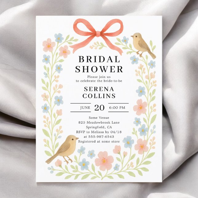 Carte Postale Fête des mariées de la Bow rouge fleur sauvage (Créateur téléchargé)