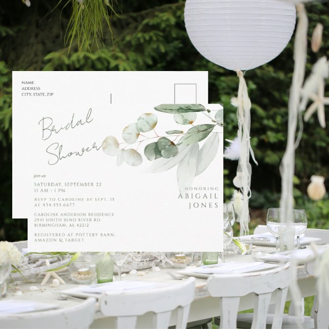 Carte Postale Fête des mariées de verdure simple aquarelle (Créateur téléchargé)