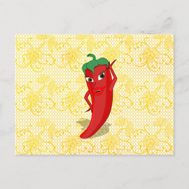 Carte Postale Fête des mariées Fiesta Avec Rouge Hot Pepper Diva (Devant)