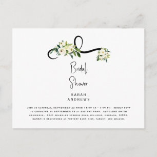 Carte Postale Fête des mariées florale blanche Élégante invitati