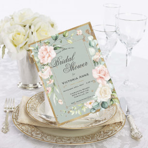 Carte Postale Fête des mariées Florale D'Aquarelle Vert Sage En