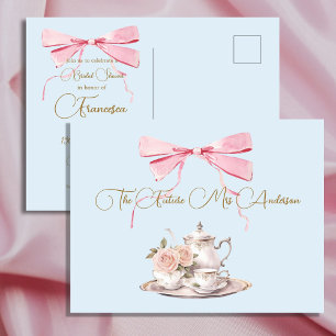 Carte Postale Fête des mariées Regency Tea Party Ribbon Invitati