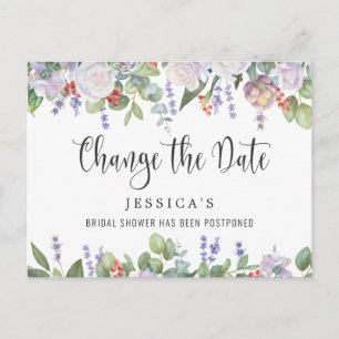 Carte Postale Fête des mariées Reportée Date Elegant Blush Roses
