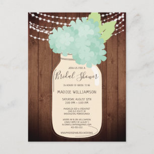 Carte Postale Fête des mariées rustique Mason Jar Fête des marié