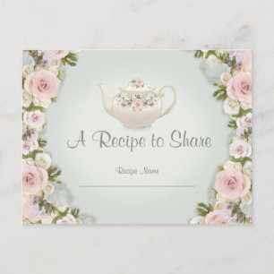 Carte Postale Fête des mariées Tea Party Recette Rose Floral Min