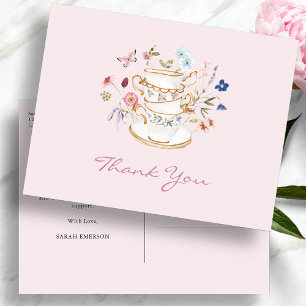 Carte Postale Fête des mariées Tea Party rose