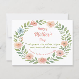 Carte postale Fête des mères Aquarelle Cadre flora