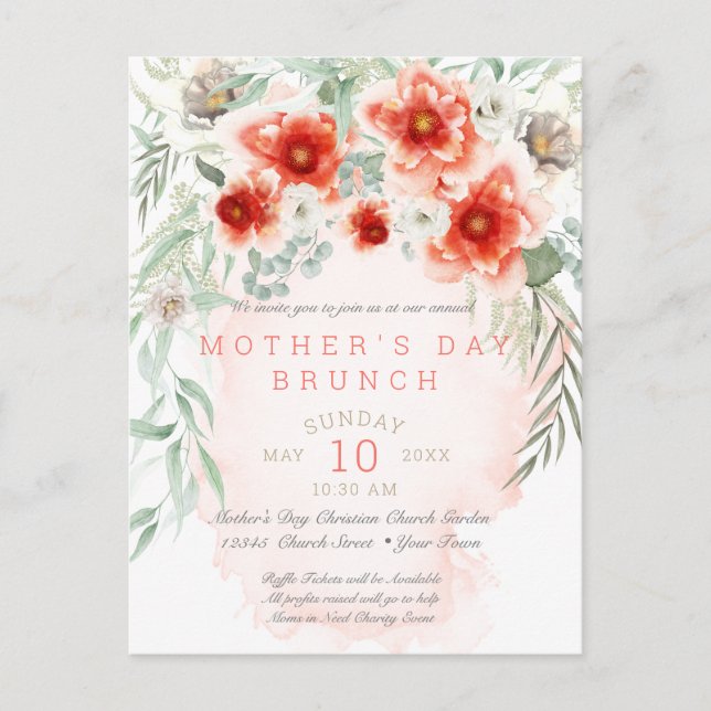 Carte Postale Fête des mères Brunch Event pour Church Group (Devant)