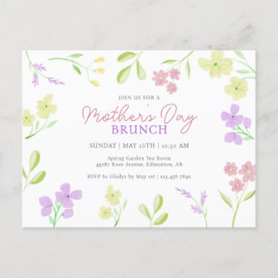 Carte Postale Fête des Mères Brunch Soft Floral Aquarelle Pastel