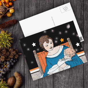 Carte Postale Fête des Mères Étoiles Maman Bébé Vintage