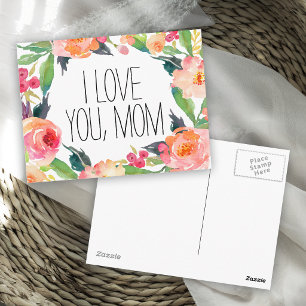 Carte Postale Fête des Mères Floral Aquarelle Rose