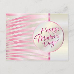 Carte Postale Fête des Mères Lettre Dorée Élégant Rose Luxe