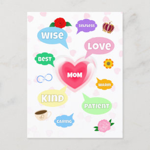 Carte Postale Fête des Mères Meilleure Maman Nuages de mots Rein