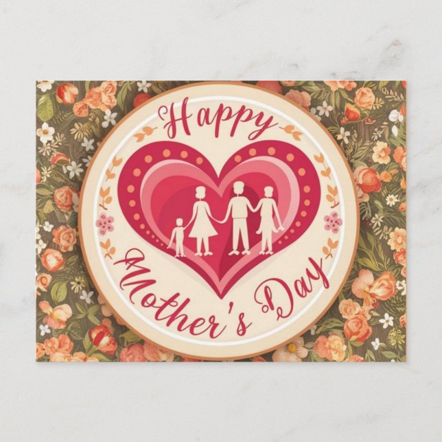 Carte Postale Fête des Mères, qui fait chaud au coeur (Devant)
