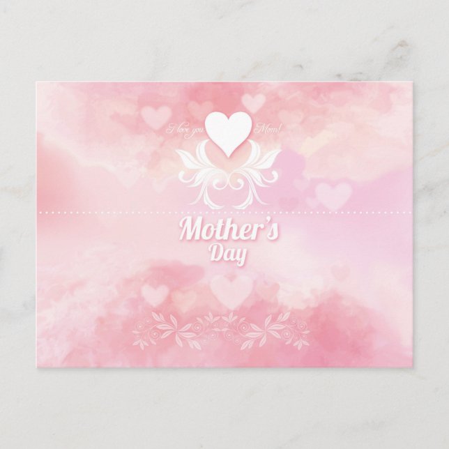 Carte Postale Fête des mères rose et blanche (Devant)