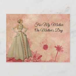 Carte Postale Fête des Mères Rose Floral Abstraite femme Vintage