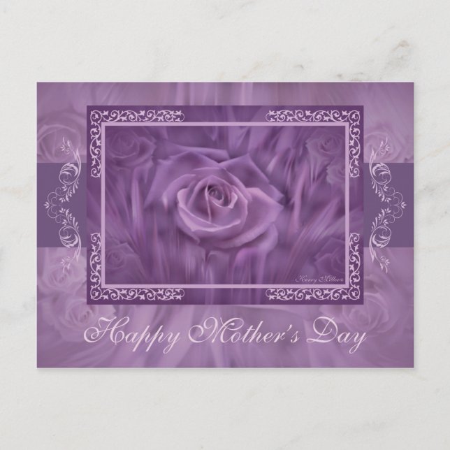 Carte Postale "Fête des mères" Rose violet (Devant)