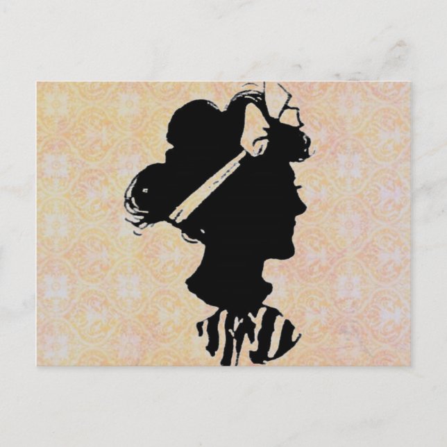 Carte Postale Fête des Mères Vintage femme Silhouette (Devant)