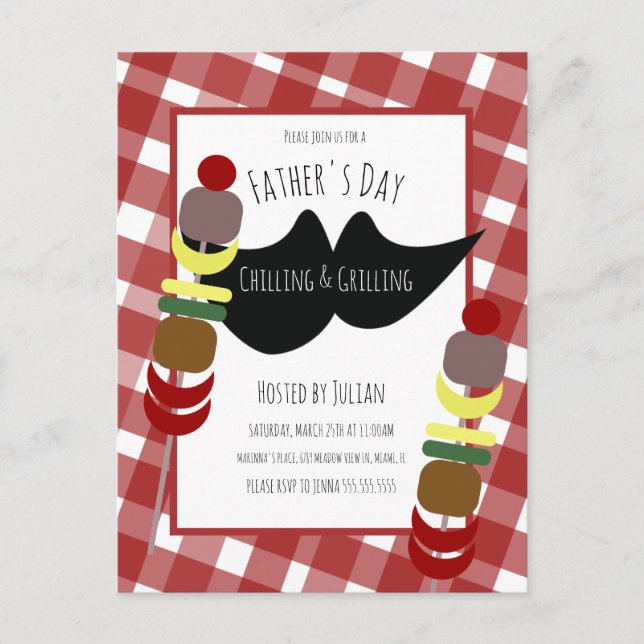 Carte Postale Fête des pères barbecue Pique-nique Grillades de r (Devant)