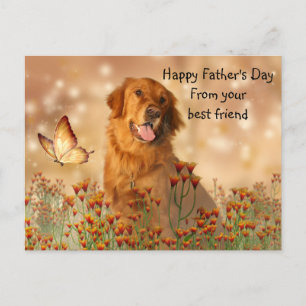 Carte Postale Fête des pères Golden Retriever