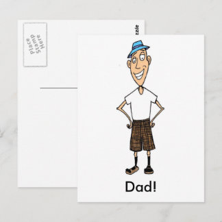 Carte Postale Fête des pères Papa dessin animé