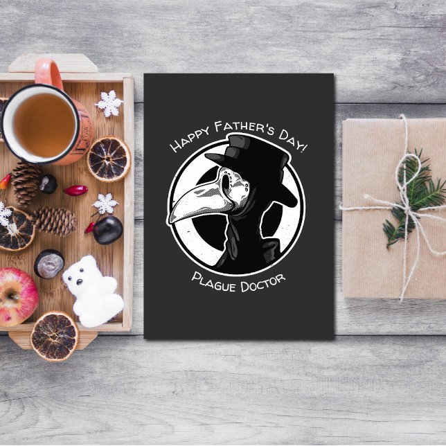 Carte Postale Fête des pères Plague Doctor Bird Mask B/W (Créateur téléchargé)