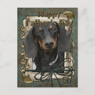 Carte Postale fête des pères - Poches de pierre - Dachshund - Wi