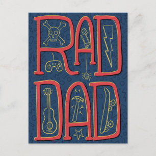 Carte Postale Fête des pères Rad Papa Blue Doodle