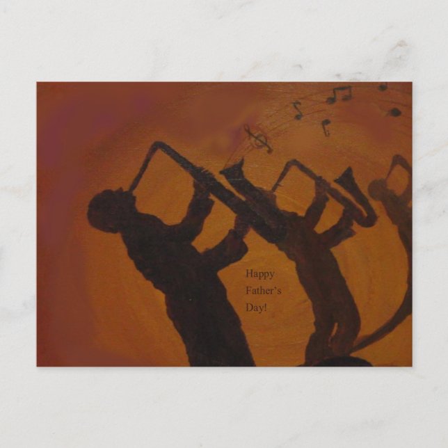 Carte Postale Fête des pères Saxiphone Jazz Art (Devant)