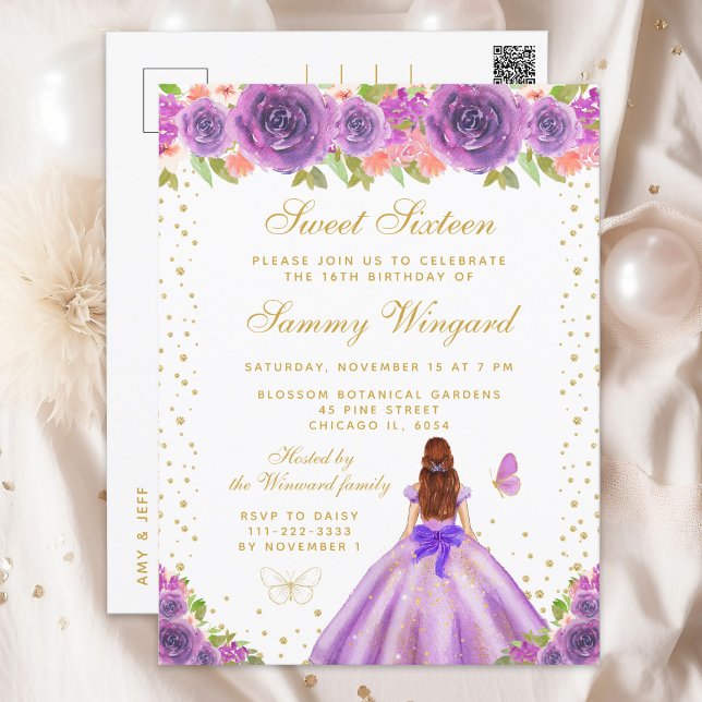 Carte Postale Fête des seize ans de la princesse aux cheveux bru (Créateur téléchargé)